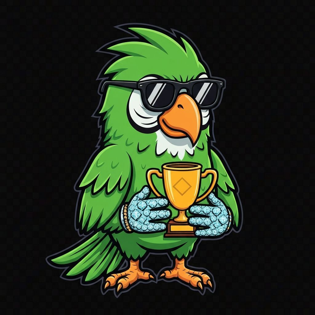 Diamond Wings Parrot - calm parrot with diamond hands representing long-term holders